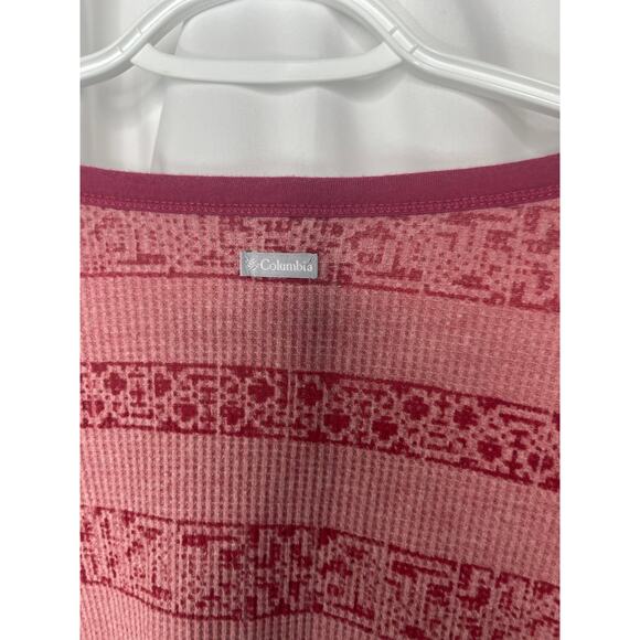 Columbia t-shirt Henley knit top women's large red pink cabin look comfortable - Picture 14 of 16